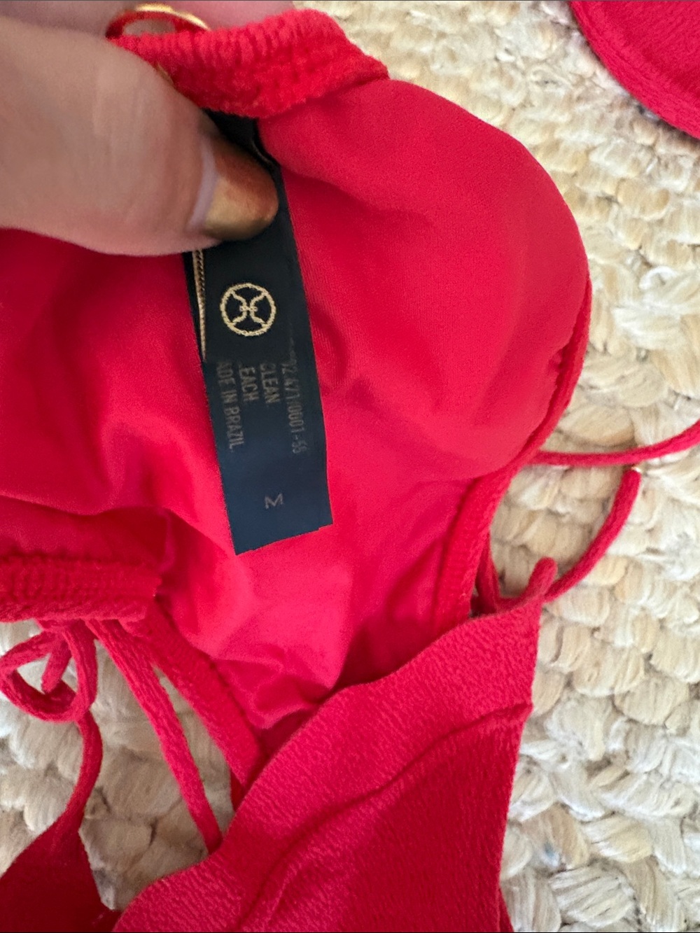 Vix Red Textured Tie-Side Bikini - Picture 5 of 8